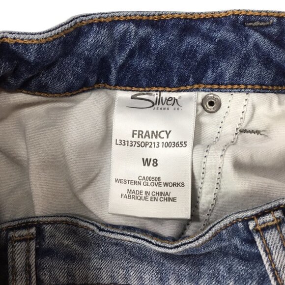 Silver Jeans Francy Denim Skirt Jean Raw Hem Size 8 Blue Stretch Distressed - Picture 6 of 6